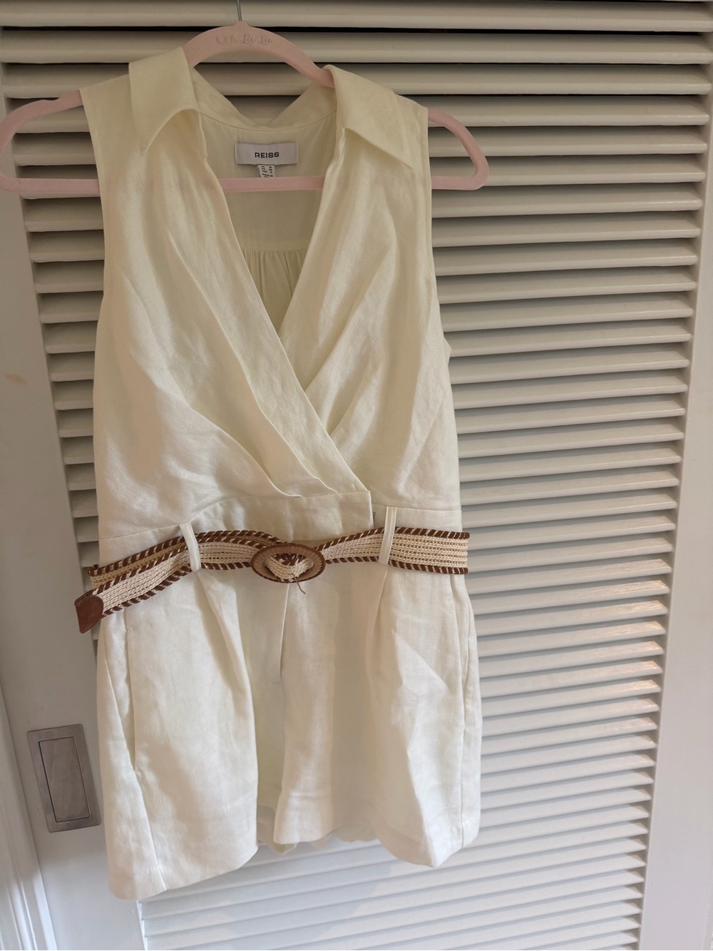 Reiss Cream Collared Sleeveless Romper